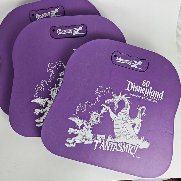 3 Disneyland 60th Purple Cushion Fantasmic Sorcerer Mickey Maleficent Dragon Lot - Picture 1 of 7